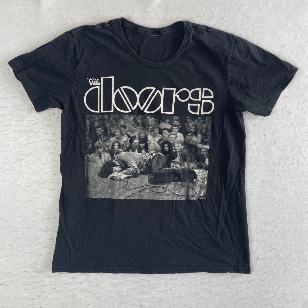The Doors T-Shirt Mens Medium Black Graphic Band Tee Rock Jim Morrison Concert